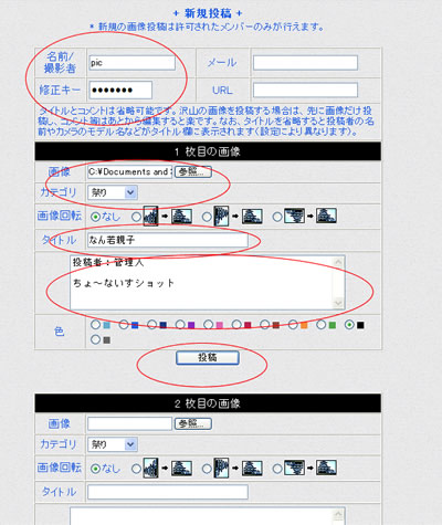 新規投稿画面